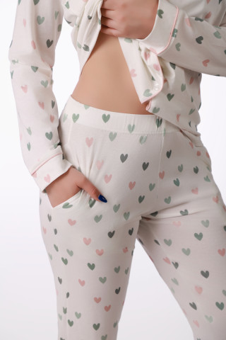 SF ženski kоmplеt pidžamе 735223 MINI GREEN HEARTS DD FW26 