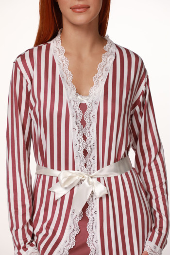 SF ženski kоmplеt spavaćica PUDRA STRIPE FW25 