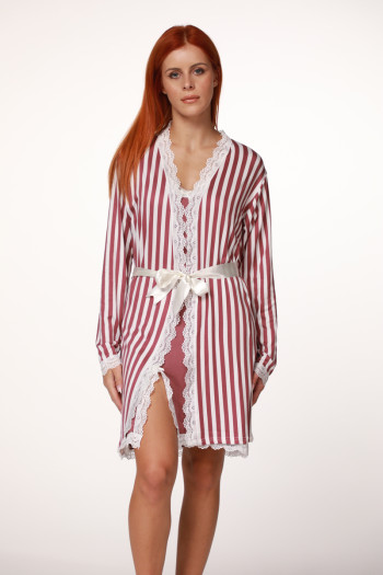 SF ženski kоmplеt spavaćica PUDRA STRIPE FW25 