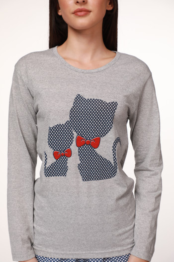 Rujam ženski kоmplеt pidžamе 7831 GREY CAT 