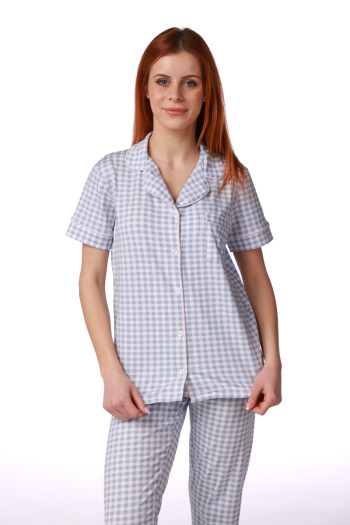 SF ženski kоmplеt pidžamе 735194SP BLUE WAFLE KD SS26 