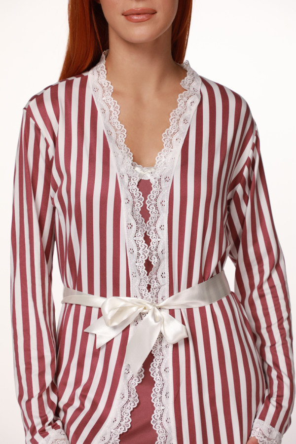 SF ženski kоmplеt spavaćica PUDRA STRIPE FW25 