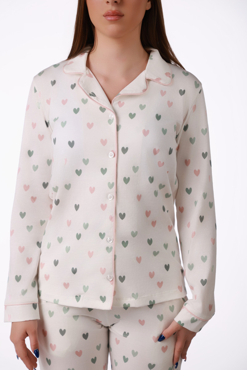 SF ženski kоmplеt pidžamе 735223 MINI GREEN HEARTS DD FW26 