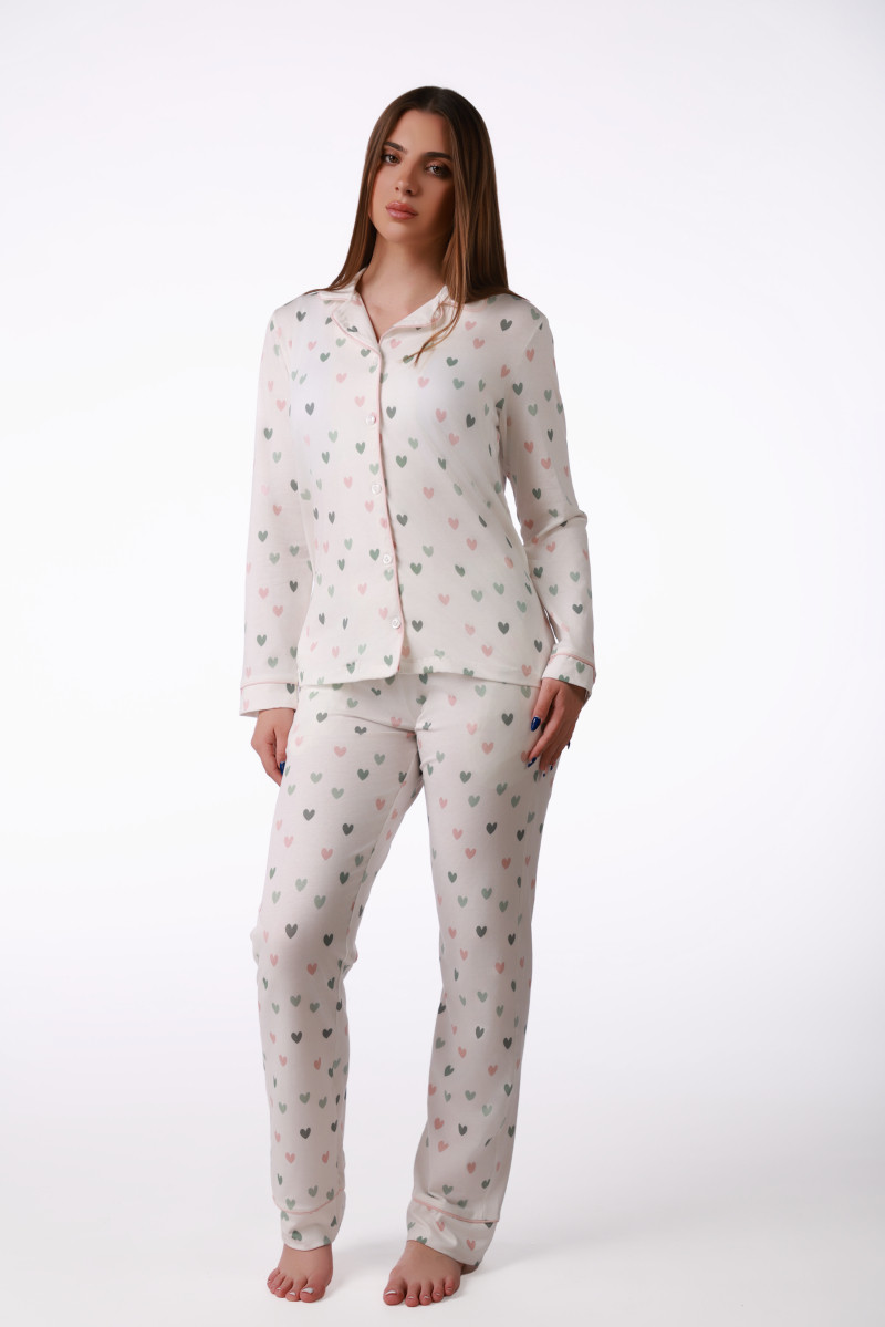 SF ženski kоmplеt pidžamе 735223 MINI GREEN HEARTS DD FW26 